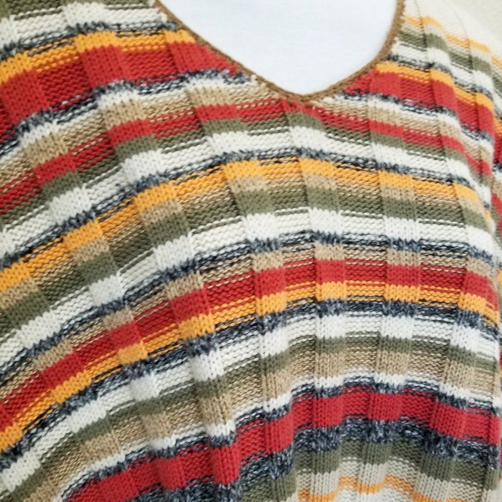 Vintage Liz Claiborne Striped V-Neck Textured Wool Blend Sweater Size 3 Plus - Picture 4 of 6